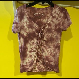 purple tie dye tie up top